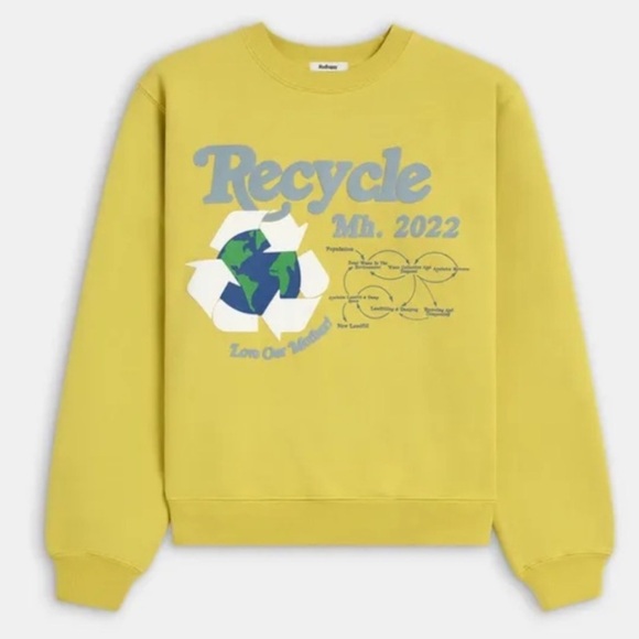 MADHAPPY Yellow Earthday Recycle Crewneck Sweatshirt/Pullover | NEW/NWT!!💛💛 - Picture 1 of 10